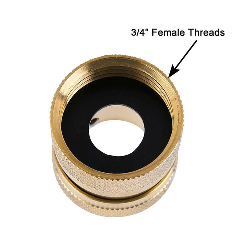 Brass Garden Hose Quick Connect Kit With 3 Female Couplers And 6 Male Nipples For 3/4 Inch GHT Water Hose Connectors Durable Leak Free Quick Connect System showing 3/4 inch female threads