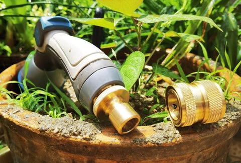 Brass Garden Hose Quick Connect Fittings For Three Quarter Inch Hoses, Leak Free Under High Pressure, Works Like A Charm With Nozzles, Sprayers