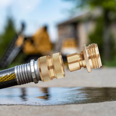 Brass Garden Hose Quick Connect Fittings For Three Quarter Inch Hoses, Leak Free Under High Pressure, Works Like A Charm