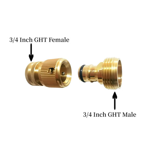 Heavy Duty Brass Garden Hose Quick Connect Fittings 3/4 Inch GHT Rust Resistant Quick Connect Hose Couplings Set