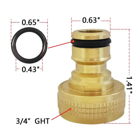 Solid Brass Garden Hose Quick Connect Set With 3/4 Inch GHT, Universal Water Hose Fittings, focus on male connector size.