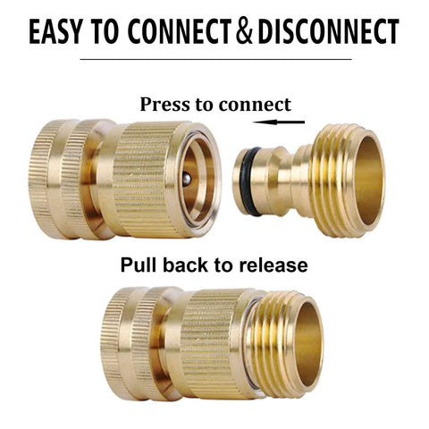 Brass Garden Hose Quick Connect Set 3/4 Inch GHT Thread No Leak Quick Connector Fittings Male And Female Adapters
