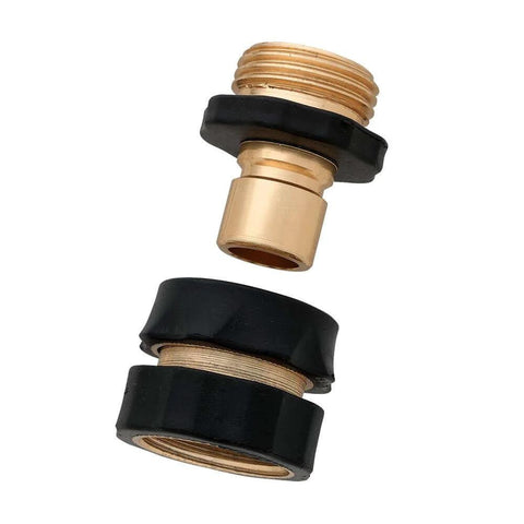 Heavy Duty Brass Hose Quick Connect Set With Male Adapter And Female Connector For Quick No Twist Attachments Weatherproof Garden Hose Fittings