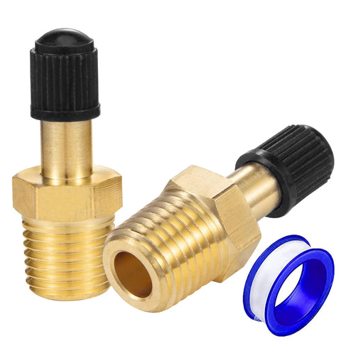 Breezliy 1/4-inch inflation Schrader valves, brass fittings, push-to-connect, two pieces with black caps and blue seal