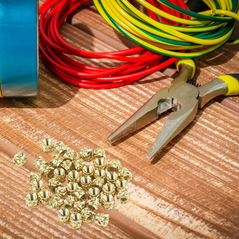 100 Pack M3 Brass Heat Set Threaded Inserts For Plastic And 3D Printing M3x4x5mm Knurled Female Nuts with tools and wires