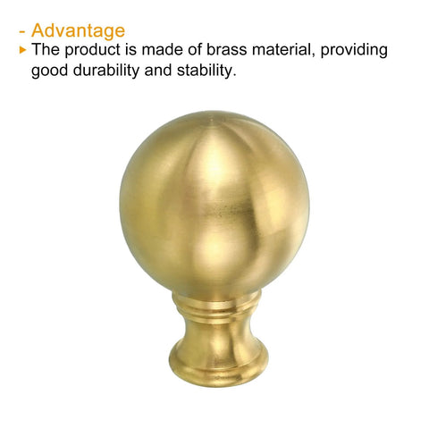 Brass Lamp Finial Ball Cap Knob With 1/4-27 Thread For Harp Top, durable brass construction, shown in polished finish.