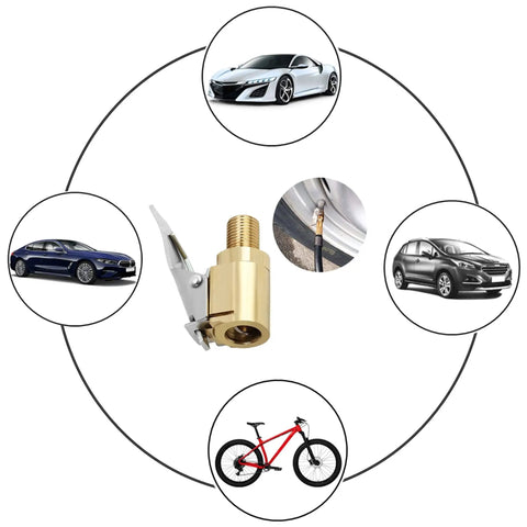 Brass Locking Tire Air Chuck With Clip Adapter No Leakage High Efficiency For Vehicle Inflator and Compressor Pump, 8mm Fitment