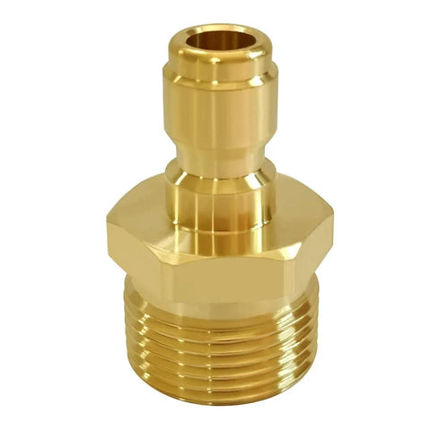 Brass pressure washer coupler, M22-14mm male to 1/4-inch quick-connect plug for 4500 PSI hoses