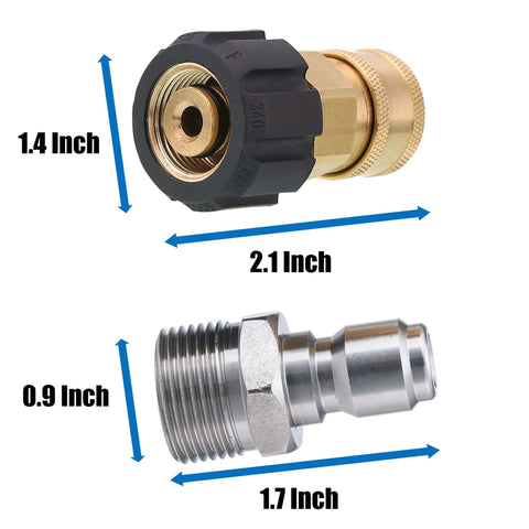 Pressure Washer Adapter Three Eighth Inch Quick Connect Kit M22 14mm To M22 Fitting For 5000 PSI High Pressure Cleaners showcased