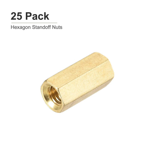 Brass M4 Hex Standoff Spacers 12mm Long 6mm Hex Width 25 Pack Female Threaded Nuts For Electronics And Machinery