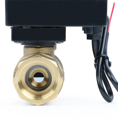 Motorized Brass Ball Valve Three Quarter Inch Standard Port With Nine To Thirty Six Volt AC DC Operation Front View