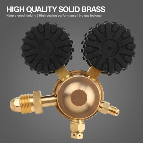 Nitrogen Regulator With 0-600 PSI Delivery, solid brass with dual gauges, CGA580 Inlet, ideal for nitrogen, argon, helium tanks.
