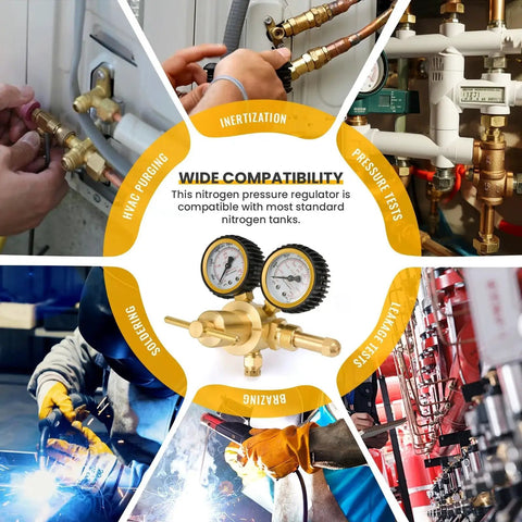 Durable Nitrogen Regulator With Five Foot Hose And Zero To Six Hundred PSI Delivery Pressure For HVAC Systems Brass Nitrogen Tank Gauge