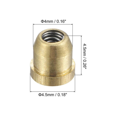 Brass Push Button Flange Oil Cup for Lubrication System 4mm ball oiler measuring 4mm x 4.5mm x 4.5mm
