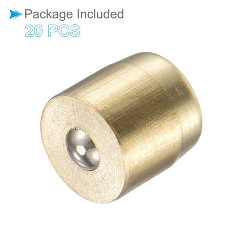 Single brass push button grease oil cup cap for continuous drip lubrication, 6x6mm male thread, shown in a pack of 20 components.