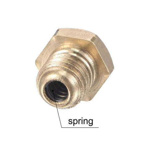 Close-up of Push Button Oil Cup For Lubrication System M6x1 Thread Brass Cap showing internal spring