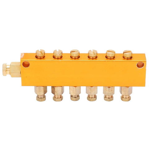Adjustable Oil Distribution Manifold Block Brass Valve for Automatic Lubrication Pump Centralized System, six way output