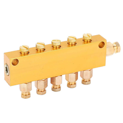Adjustable Brass Oil Distributor Five By Six Way Manifold for Centralized Lubrication Systems front view