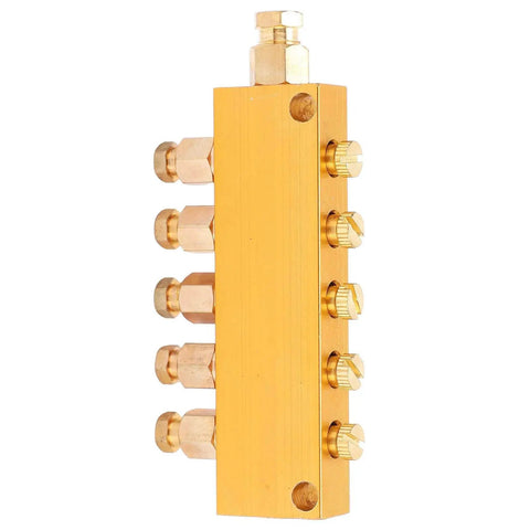 Adjustable Brass Oil Distributor Five By Six Way Manifold For Centralized Lubrication Systems with side view of outlets