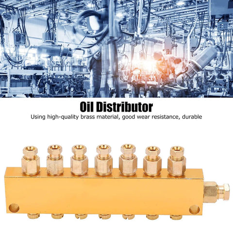 Industrial Brass Heavy Duty Oil Distributor With Adjustable Lubrication System And Divider Valve for CNC Machines, 1 In 7 Out