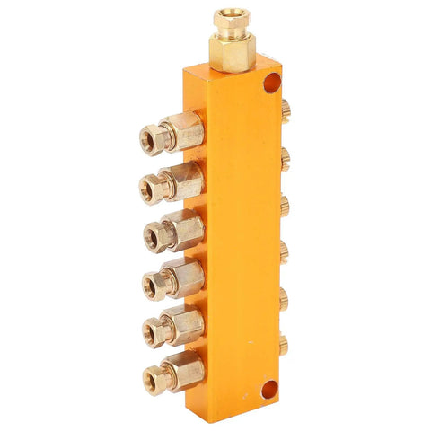 Adjustable Brass Oil Distributor With Piston Separator Divider Valve For CNC Machining Centers And Industrial Machinery Six Outlet