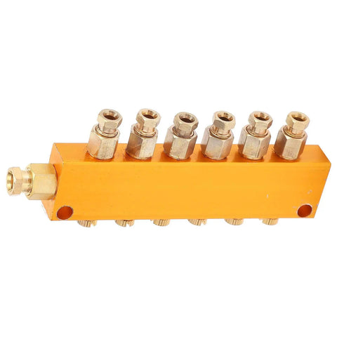 Adjustable Brass Oil Distributor Valve For Lubrication Systems With Piston Separator Valve in durable brass with flow control.
