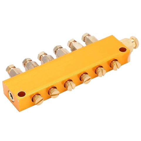 Adjustable Brass Oil Distributor Valve For Lubrication Systems With Piston Separator Valve, durable brass with multiple outlets.