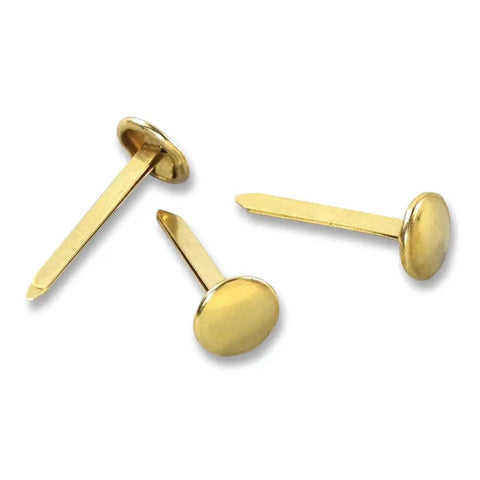 Brass Plated Half Inch Paper Fasteners For Durable Document Binding, Self-Piercing Prongs And Classic Shine, 100 Fasteners Per Box, Ideal For Office Or School Use, Boxed By ACCO