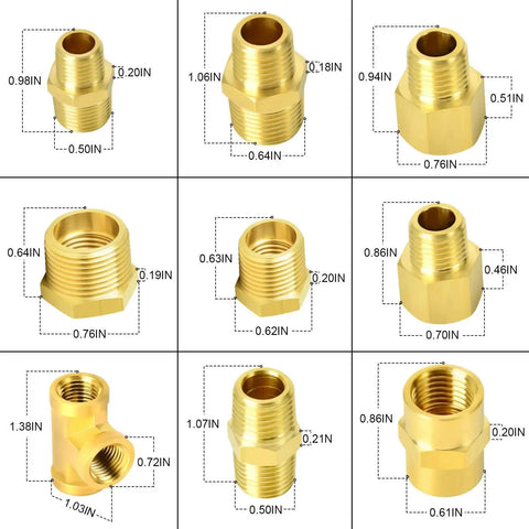 Brass Pipe Fitting Kit 26 Piece With Hex Bushing Reducer Adapter Hex Nipple And 90 Degree Street Elbow Barstock Durable Corrosion Resistant