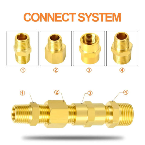 Brass Pipe Fitting Kit 26 Piece With Hex Bushing Reducer Adapter Hex Nipple And 90 Degree Street Elbow Barstock Durable Corrosion Resistant