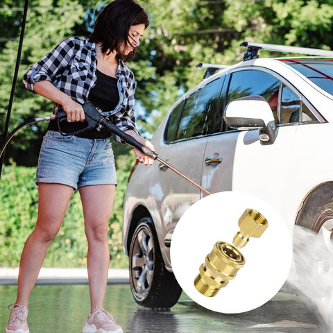 Pressure washer adapter set, 4 pcs, brass M22-14mm to 3/8in quick-connect fittings for power washers