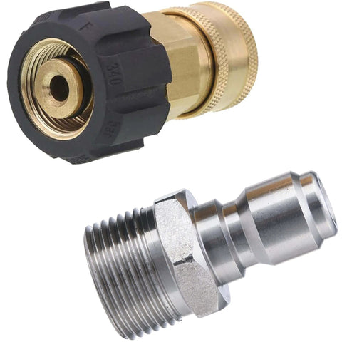 Pressure Washer Adapter Three Eighth Inch Quick Connect Kit M22 14mm To M22 Fitting For 5000 PSI High Pressure Cleaners