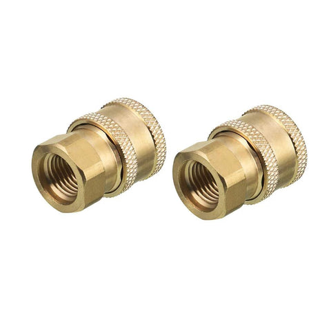 Two brass RIDGE WASHER pressure washer couplers, 1/4 in quick connect to female NPT, 5000 PSI, 2-pack