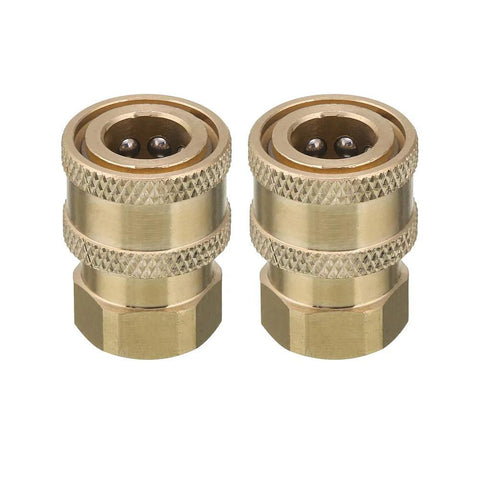 RIDGE WASHER brass pressure washer couplers, 2-pack, 1/4-inch quick connect to female NPT, knurled grip