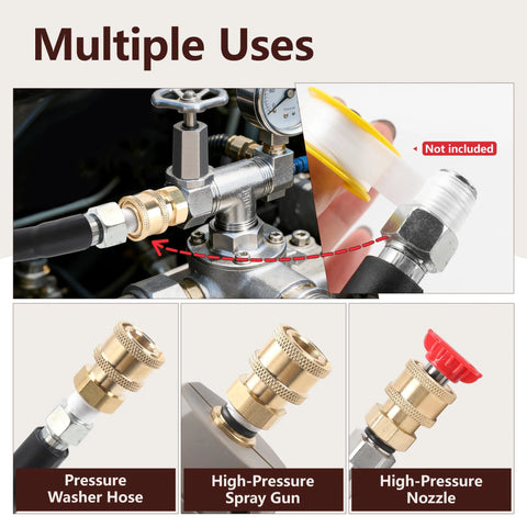 Pressure washer fittings 3-pack brass 1/4 in quick-connect to female NPT adapters; hose, spray gun, nozzle