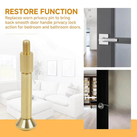 Privacy Pin Replacement For Estate Lever Privacy Latch With Threaded Push Pin And Coupler In Polished Brass Finish For Bedroom And Bathroom Doors
