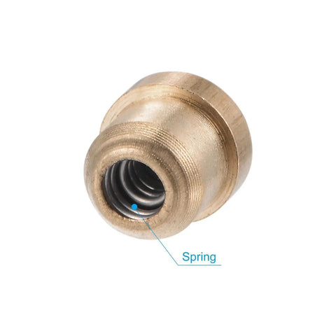 Brass Push Button Flange Oil Cup 5mm Ball Oiler with visible spring, ideal for continuous lubrication systems in machinery.