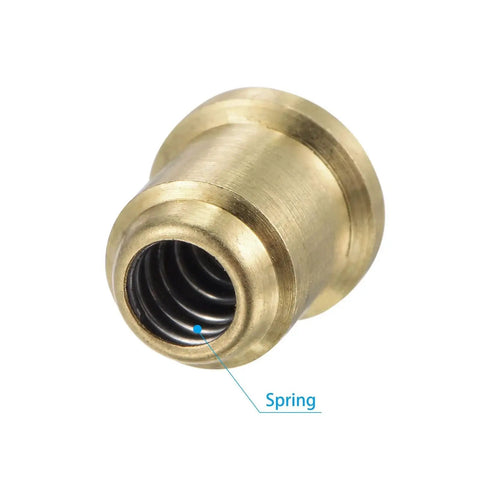 Brass Push Button Flange Oil Cup 8mm Ball Oiler Set, showing inner spring for continuous drip lubrication, mechanical joints use.