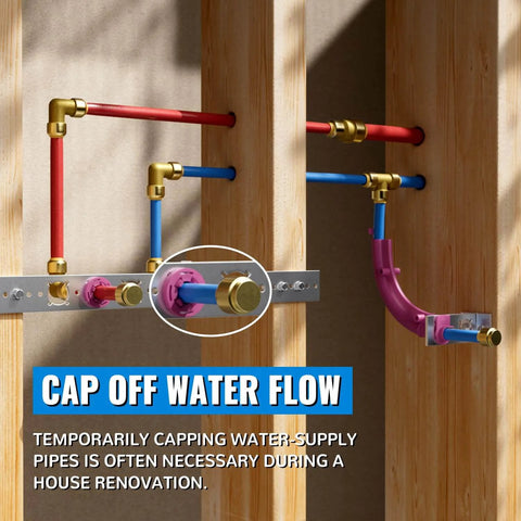 One Half Inch Push Cap For PEX Copper And CPVC Plumbing Fittings End Stop No Lead Brass Cap Off PEX Pipe Pack Of 12 with disconnect clip