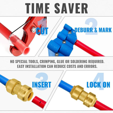 Half Inch Pex Push To Connect Coupling Straight No Lead Brass Fitting for PEX Copper CPVC with instructions for installation