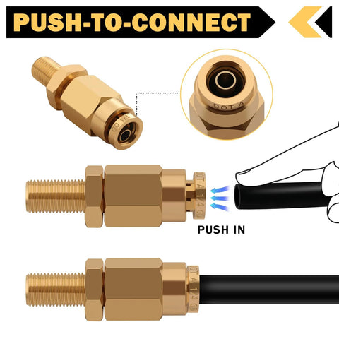 Cheemuii brass 1/4-inch inflation Schrader valve with push-to-connect for 1/4-inch OD air tubing