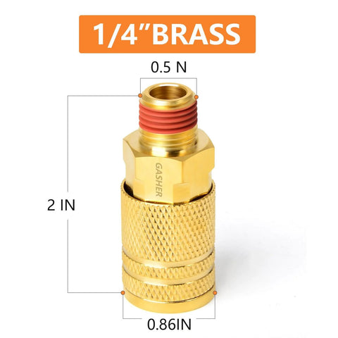 12 Pack One Quarter Inch Brass Male Industrial Quick Connect Air Couplers With NPT Threads Heavy Duty Corrosion Resistant