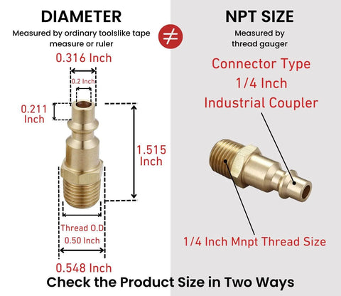 Brass Quarter Inch NPT Male Air Hose Quick Connect Adapter Kit Industrial Type D Coupler And Plug Set Air Compressor Fittings