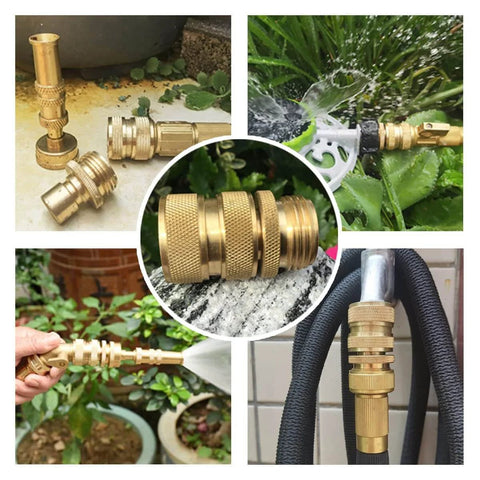 Brass Garden Hose Quick Connect Fittings For Three Quarter Inch Hoses, Leak Free Under High Pressure, Works Like A Charm With Nozzles, Sprayers, Watering Wands And Car Wash Tools, 4 Pack