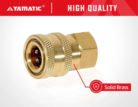 YAMATIC pressure washer adapter, solid brass, 1/4 inch quick-connect socket to 1/4 inch female NPT