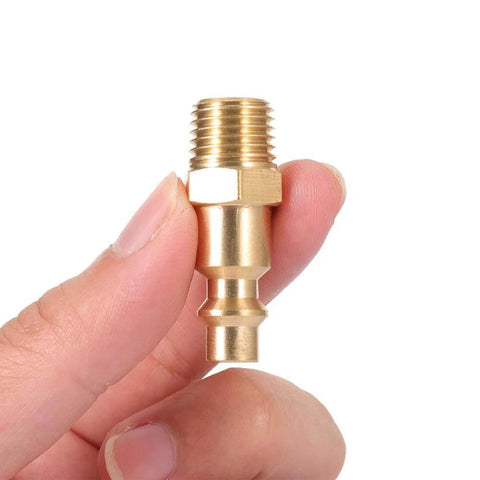 Heavy Duty Brass Quarter Inch NPT Male Industrial Air Hose Quick Connect Adapter Kit With Air Couplers And Plugs Ten Piece Set