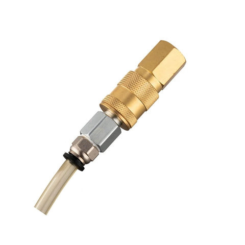 1/4-Inch Quick Connect Fittings Set For Air Compressors - Brass Air Coupler with knurled sleeve, hose attached
