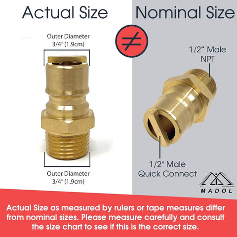 Quick Connect Brass Gas Fitting For Propane And Natural Gas, One Half Inch Male NPT To One Half Inch Male NPT Quick Disconnect