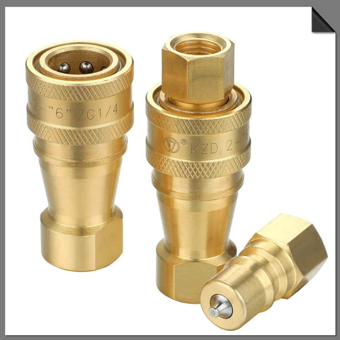 Two Pack Quick Disconnect Coupler Valve Kit For Carpet Cleaning Wands And Truck Mount Systems, Brass Quarter Inch Quick Connect Fittings