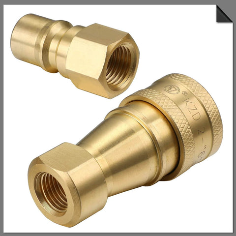 Six Pack One Quarter Inch Quick Disconnect Coupler Valves for Carpet Cleaning Wands and Truck Mounts, Brass Quick Coupler Set With Pressure Washer Adapters and Fittings, Replacement Kit Built to Last for Pro Grade Cleaners